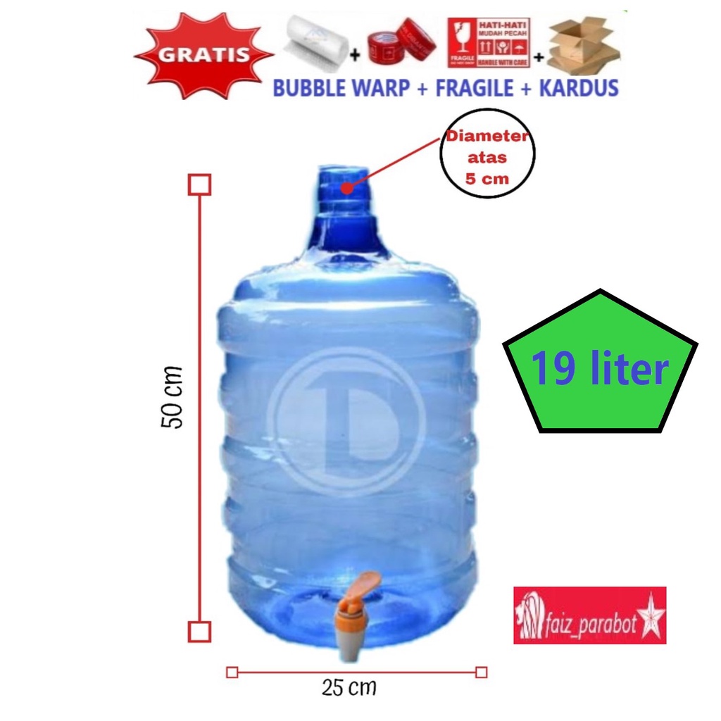 GALON PET 19 LITER DENGAN KRAN