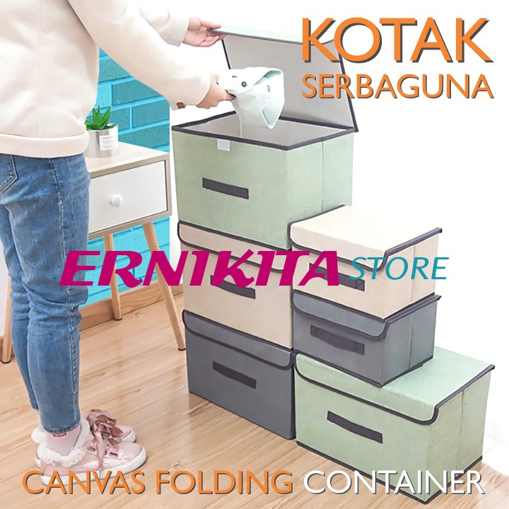 2 STORAGE CANVAS BOX ORGANIZER - Tempat Penyimpanan Serbaguna