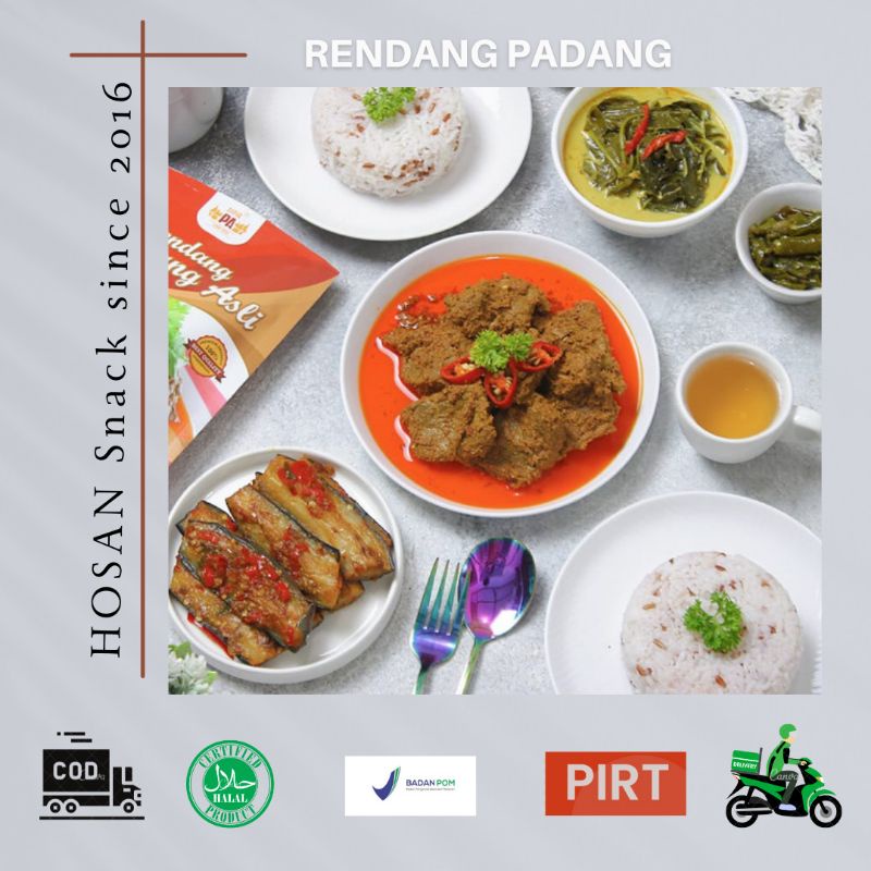 

[HosanSnack] Rendang Padang Asli murah sertifikat BPOM 100% halal Original Daging Pilihan Lauk Praktis langsung produsen