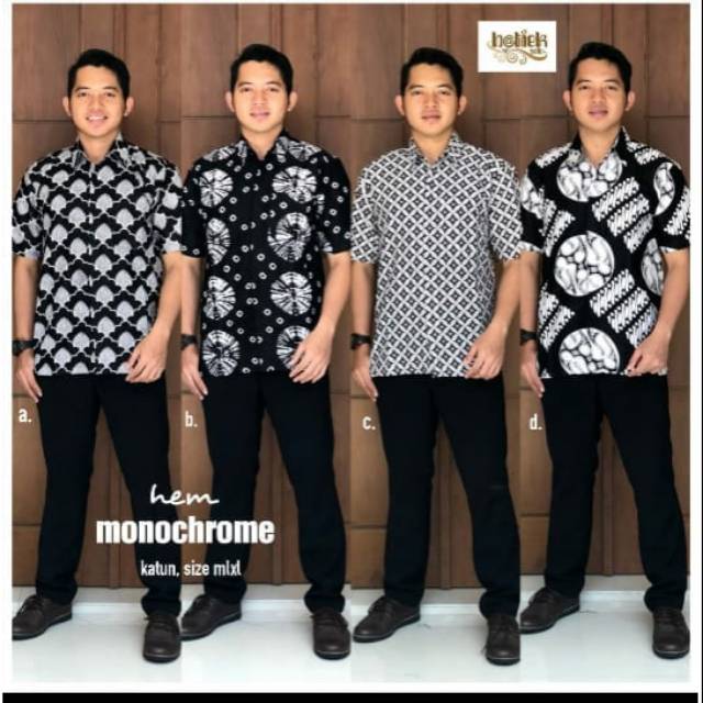 Batik Monochrome Kemeja Batik Pria Motif Abstrak Modern