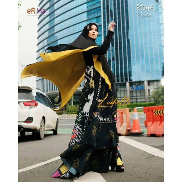 [ER.HA SYARI] GAMIS SYARI TERBARU / DRESS SET PRINTING " LUDIELLI SET " BY ERHA SYARI