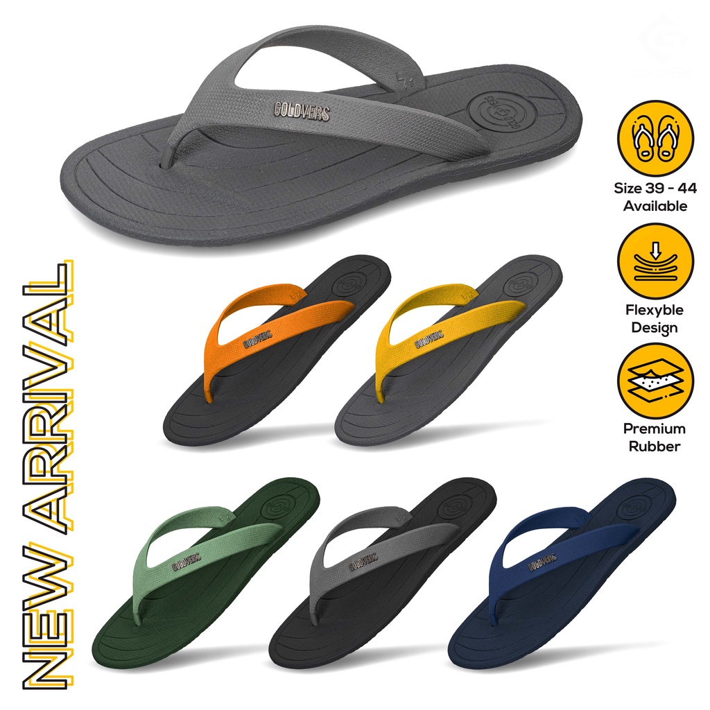 Sandal Jepit Pria Rubber Flip Flops Goldvers Sendal Jepit Karet Cowok Original Import - Goldiesbags