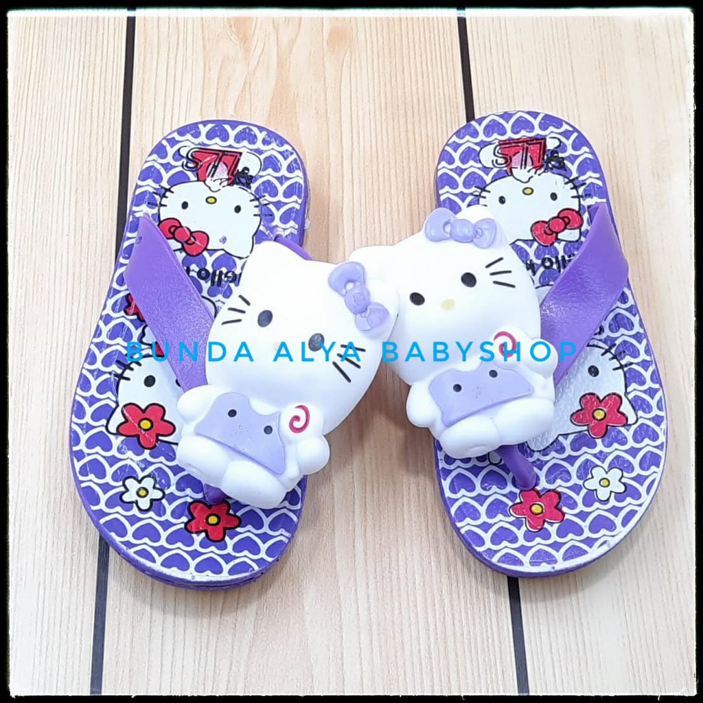 Sendal Jepit Anak Perempuan Usia 1 2 3 Tahun UNGU Motif Karakter Lucu Bahan Karet Elastis Anti Licin Size 24-29