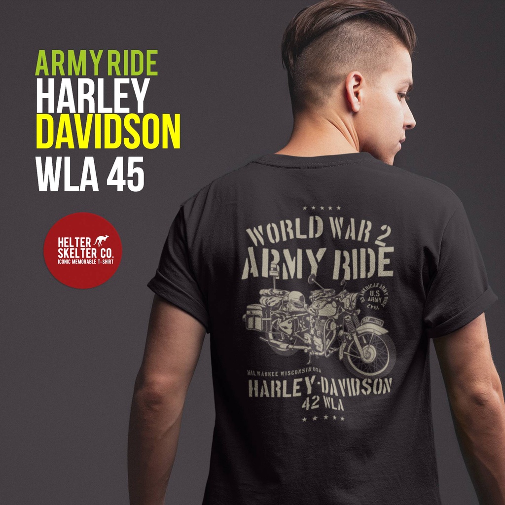 Kaos Harley Davidson Wla 1942 Army Ride Classic Motor Bikers Vintage Shopee Indonesia