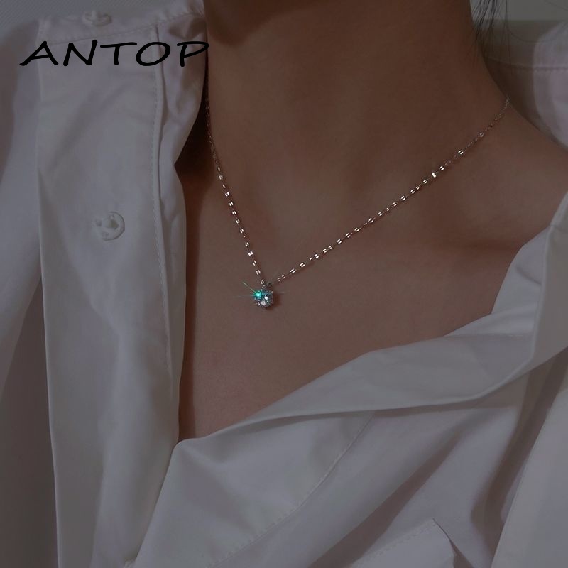 Fashion Zirkon Kalung Sederhana Temperamen Klavikula Rantai Minoritas Desain Indah Geometris Liontin Wanita Aksesoris Hadiah ANTOP