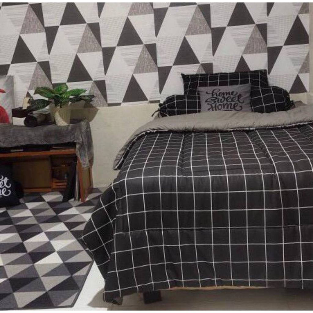 SPREI AESTHETIC KATUN PREMIUM KOTAK HITAM