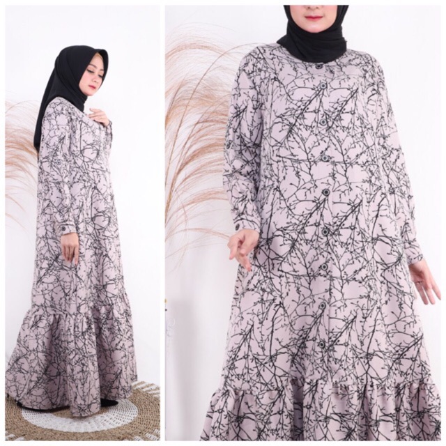 Gamis Wolfis Monalisa LD110 Busui kancing Deret / 156-5077