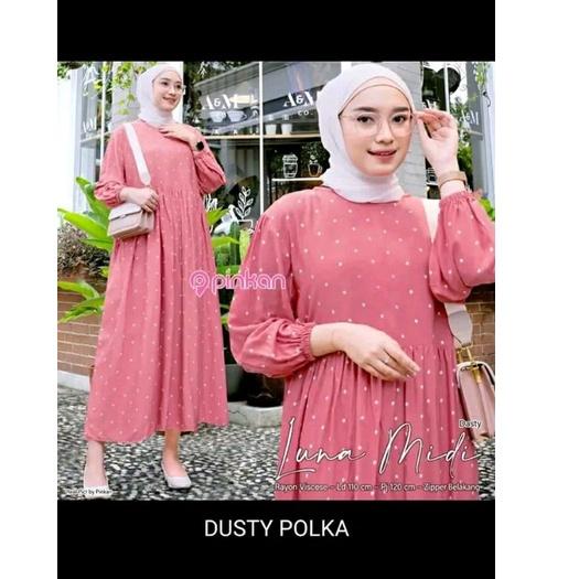 Menarik.. MIDI DRESS POLKADOT//MIDI DRES PREMIUM//MIDI DRESS MUSLIM//MIDI DRESS KOREA TERBARU