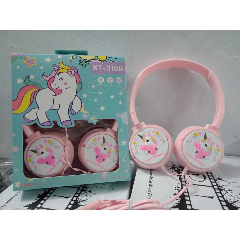 Headset Headphone Karakter Cartoon /Unicorn KT-3156 SUPER BASS/ HEADSET KARAKTER KT3156 + MIC