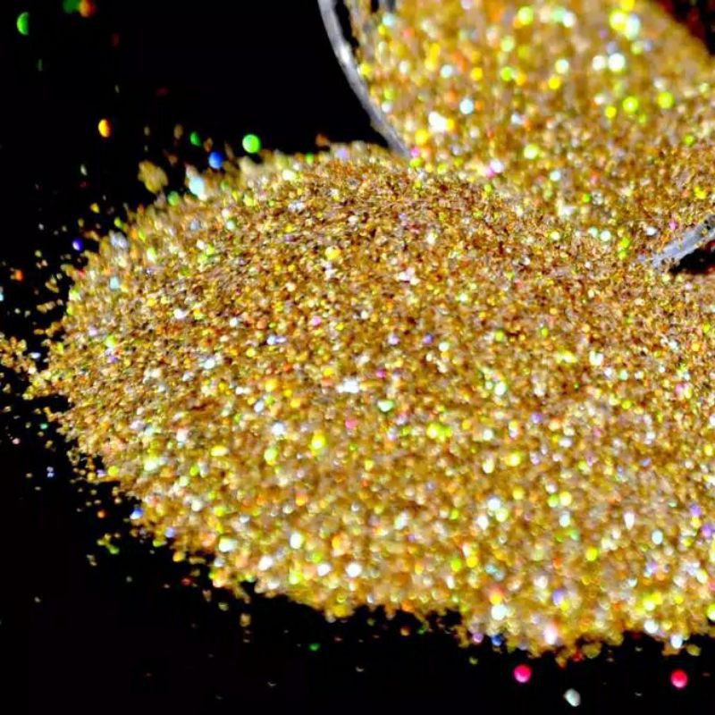 GLITTER GOLD HOLOGRAM GLITTER GOLD KILAU RAINBOW GLITTER HENNA NAIL ART GLITTER SUPER BERKILAU 5 gr