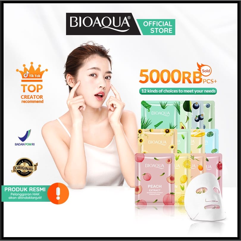 BioAqua Bio Aqua Sheet Mask Hydrating Essence Face Mask Brightening Moisturizing Skin Care Anti Aging Masker Wajah 25g/pcs Bio Aqua