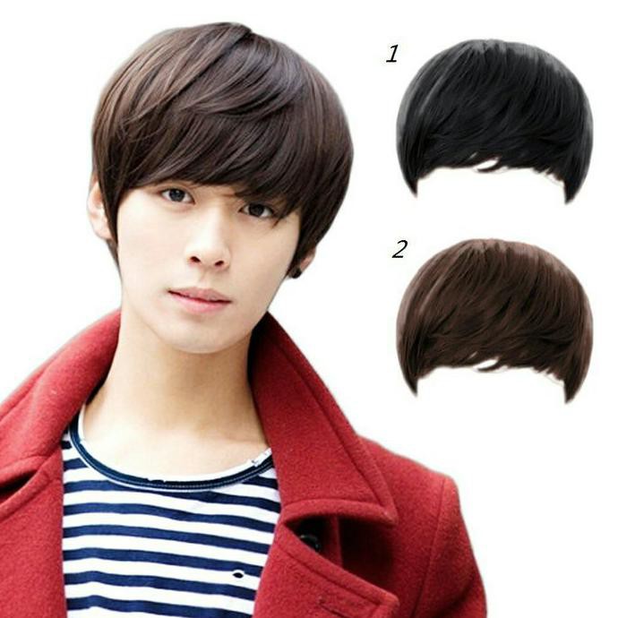 WIG RAMBUT PRIA MODEL PENDEK DENGAN PONI