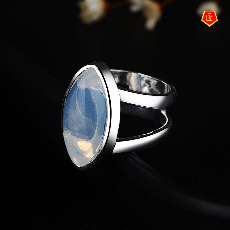 [Ready Stock]Retro Moonstone Silver Ring