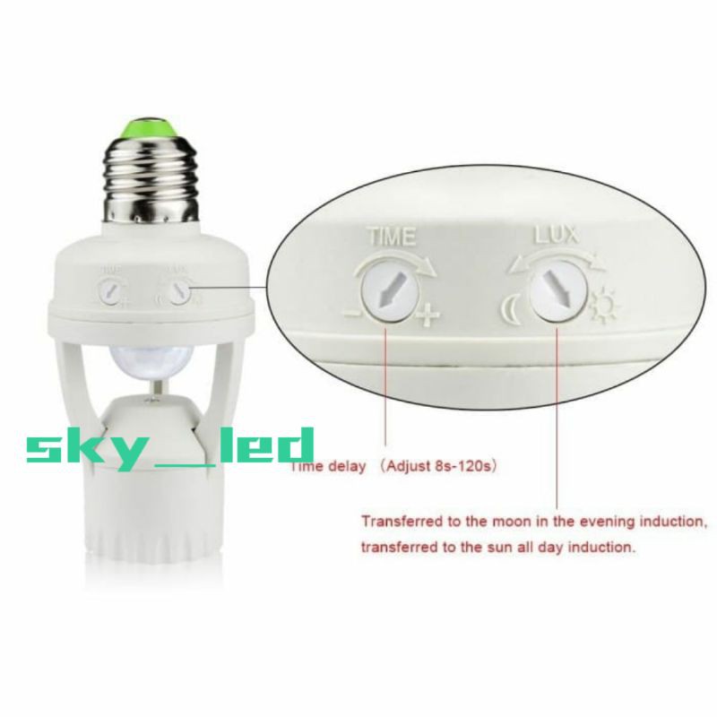 Smart Fitting E27 Lampu Bohlam Motion Sensor Gerak Otomatis Nyala