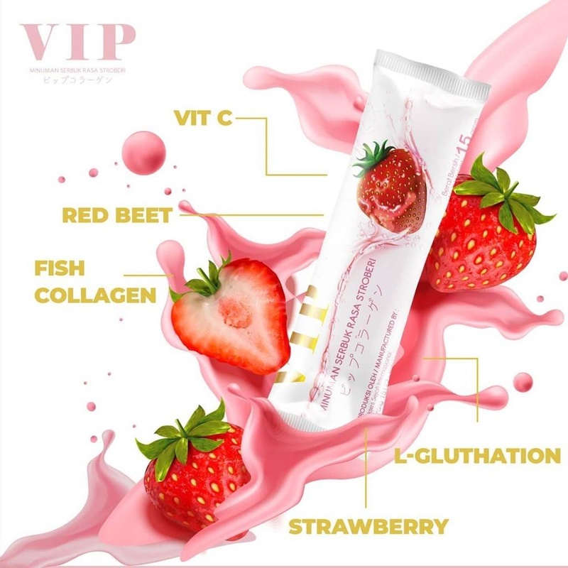 Suplemen Vitamin Minuman Pencerah Kulit Kolagen VIP Collagen Colagen Beauty Drink Kecantikan Pemutih Kulit Badan Vp2