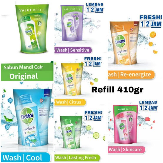 ❤ORIGINAL❤ DETTOL BODY WASH REFILL 410gr | Sabun Mandi Cair Anti Bakteri