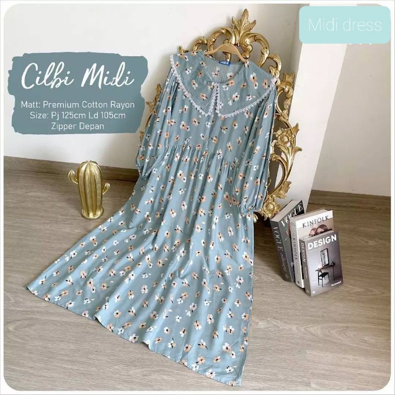 PROMO MIDI DRESS MOTIF CILBI//CILBI BIRU//MIDIDRESS VIRAL