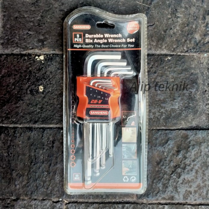 Kunci l ballpoint pendek sansheng 9pcs crv