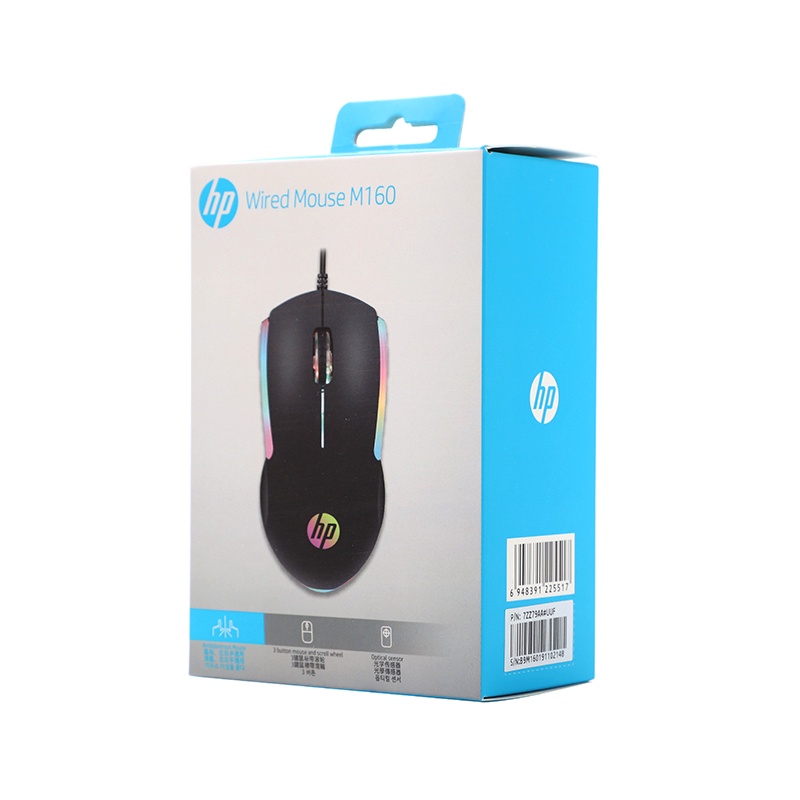 Hp M160 Mouse Gaming Optical DPI 1000 3D Ergonomik Dengan Kabel Usb Dan Backlight