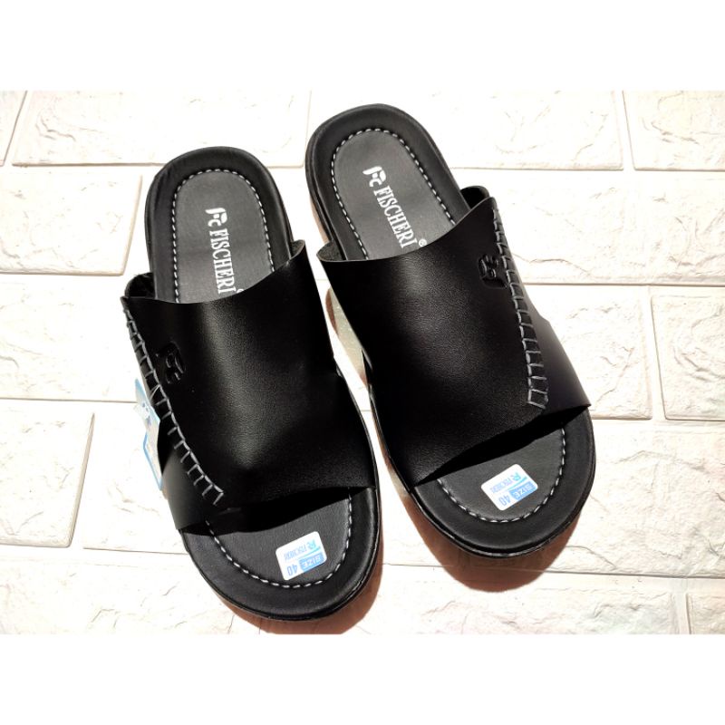 sandal slop pria fischeri sandal kulit