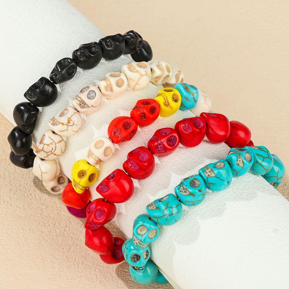 Preva Skull Stone Bangle Punk Gelang Couple Gothic Warna-Warni