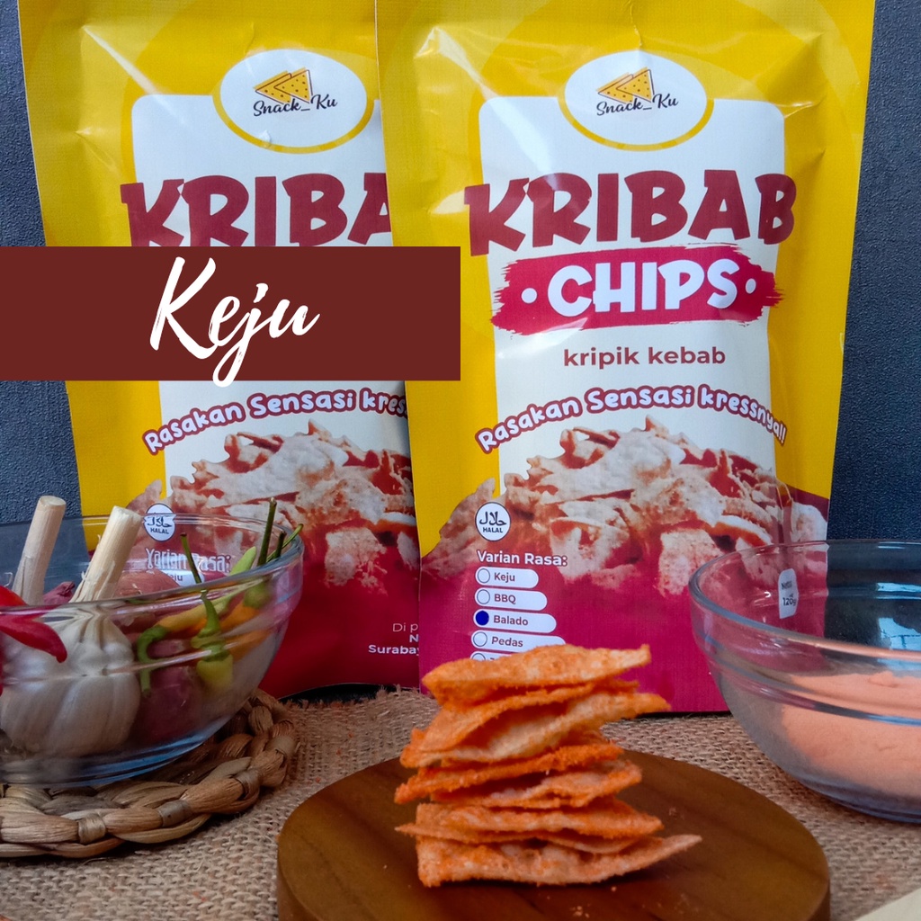 

Keripik Kebab / Tortila Chips Keju / Kribab