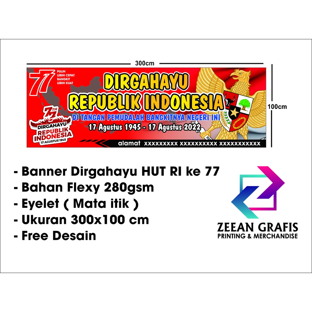 Banner/Spanduk Dirgahayu HUT RI-Ke 77