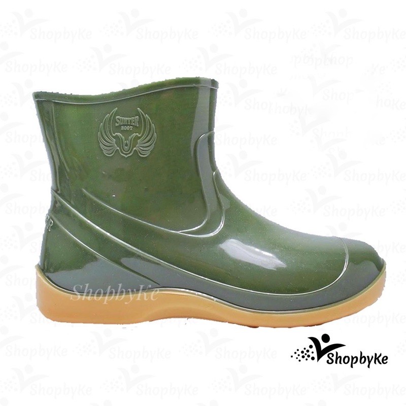 Sepatu Boot Karet Pendek Sunter Relax Hijau Glossy Mengkilap