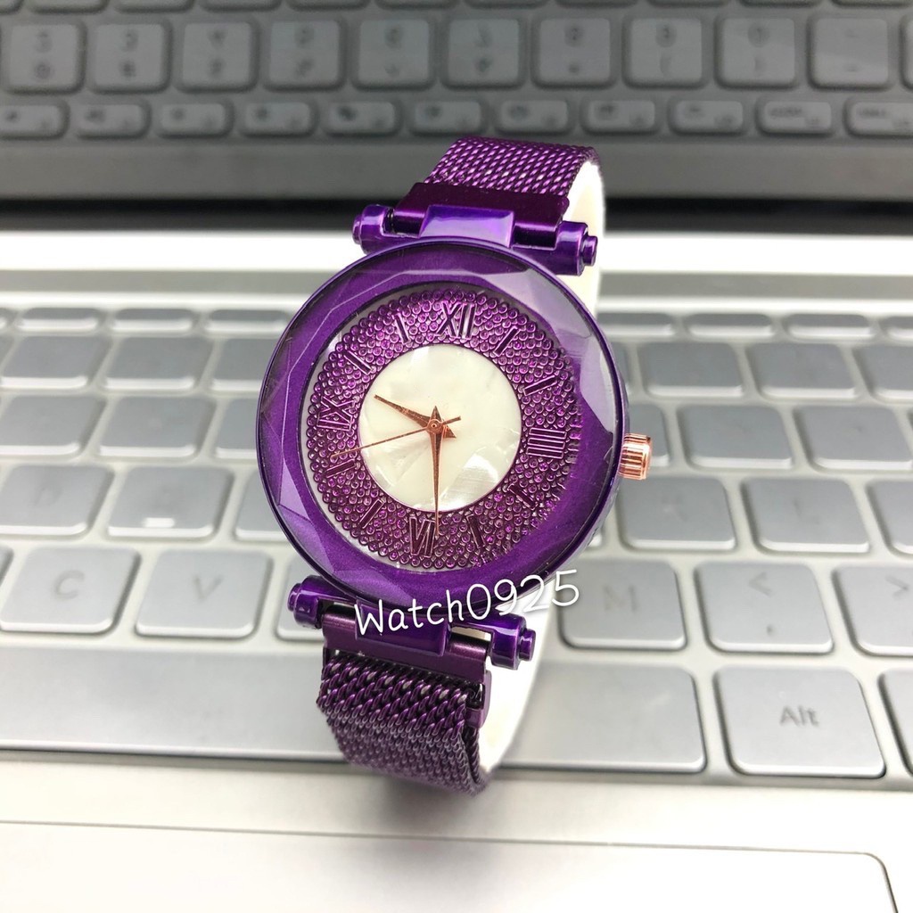 【&COD】Jam Tangan Wanita Jam tangan Analog IMport  Jam Magnet RantaI Jam Munrah Harga Grosir-W116-ungu