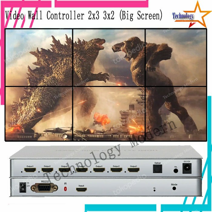 HDMI 2x3 Video Wall Controller 3x2 Untuk 6 TV (Big Screen) with Audio