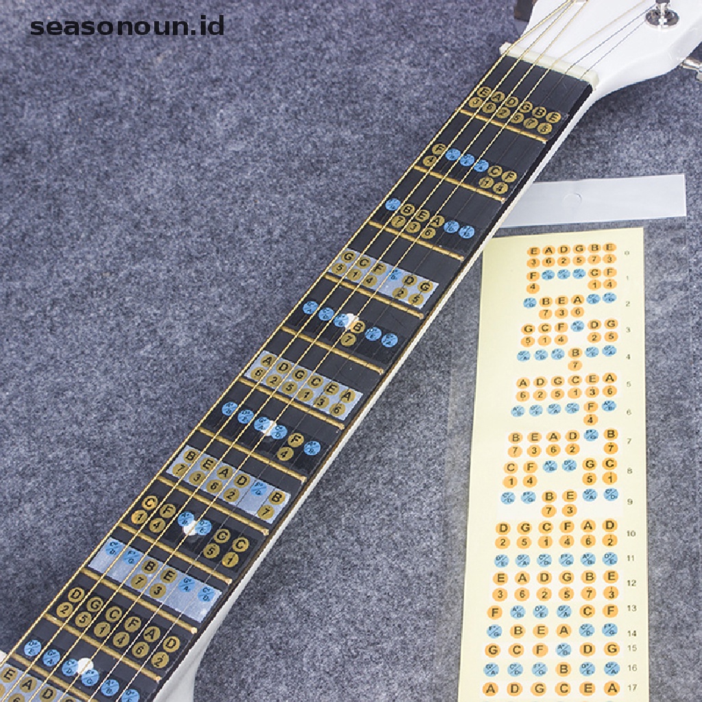 1 Pc Stiker Label Fingerboard Fretboard Note Map Untuk 6 Senar Akustik