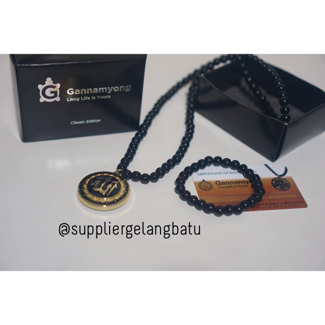 GANNAMYONG Batu Obsidian hitam Lafaz Allah Gold Ori MADE IN KOREA terapi kesehatan kado ayah ibu