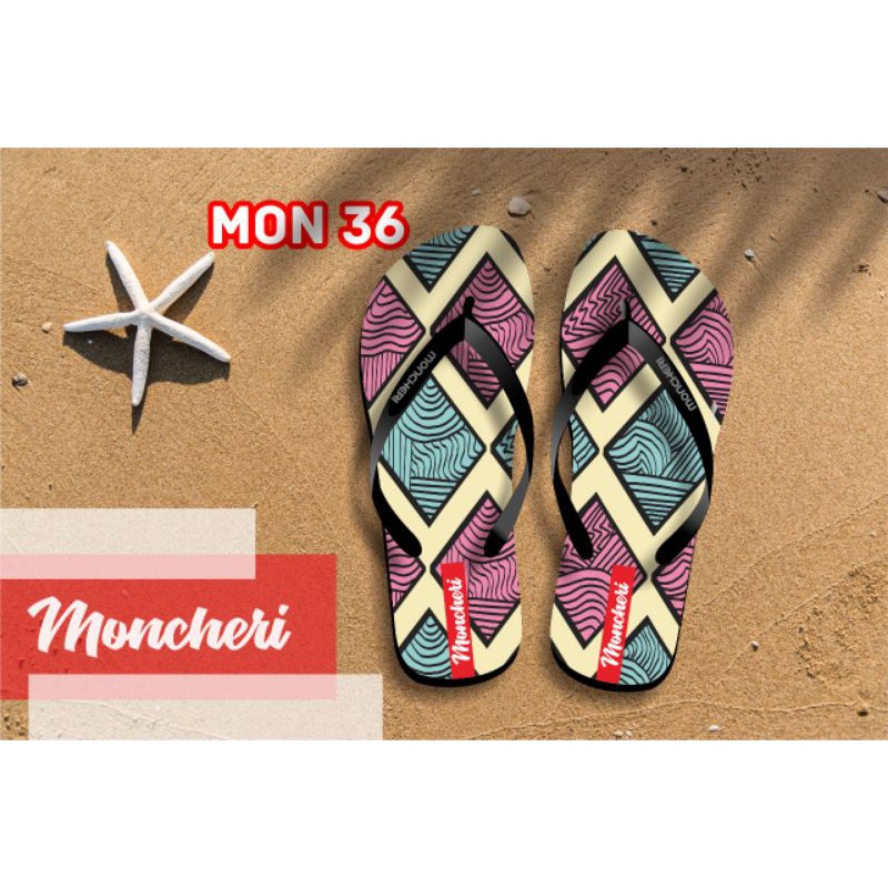 Sandal Jepit Wanita Printing Moncheri MON 36 Sandal Terbaru