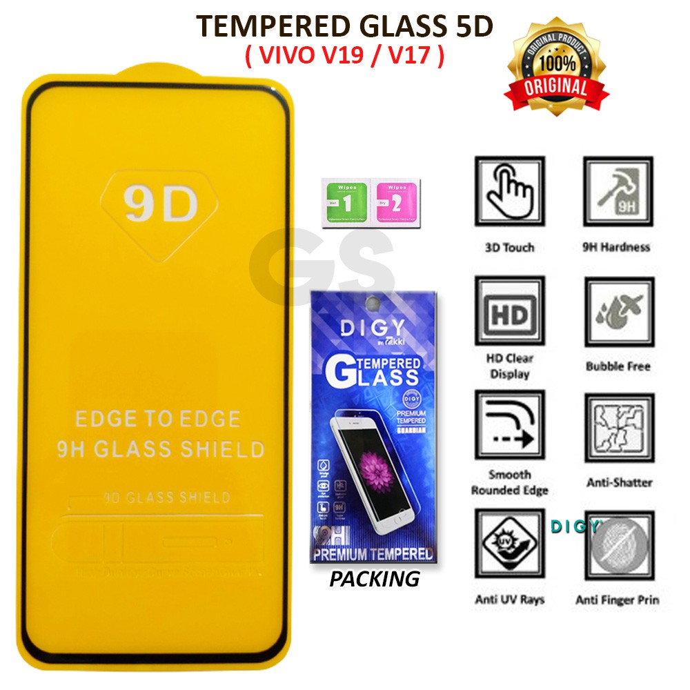 Tempered Glass 5D 10D FULL RAKKI FOR VIVO Y19 Y30 Y50 Y70S Y91 Y95 Y91C Y93 V19 V17 Z3i