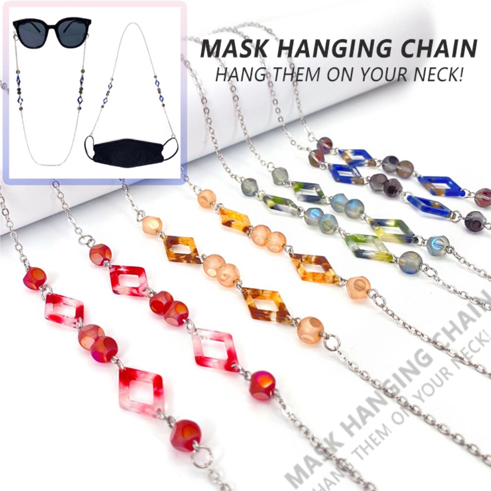 Mask ExtenderSilver Mask LanyardGlasses ChainMask Comfort BandGlasses Decorative ChainNew Fashion Adjustable Mask Anti-Lost Headphone Mask LanyardGIRL Sunglass Chain Women's Anti-Slip Reading Glasses Chain -OW-