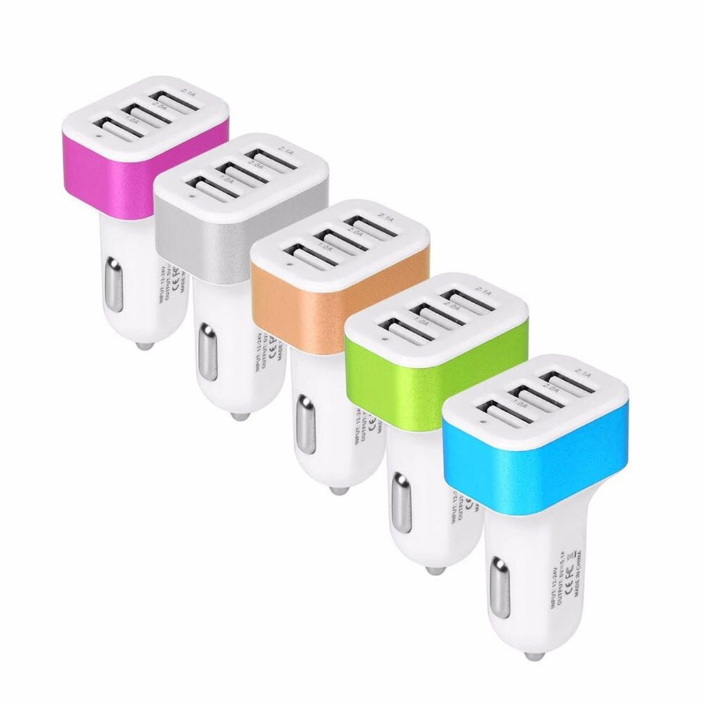 Car Charger 3 Port 6.3A Car Charger 3 USB Port Charger Mobil 3 colokan Charger Mobil - 1 Pcs (Random