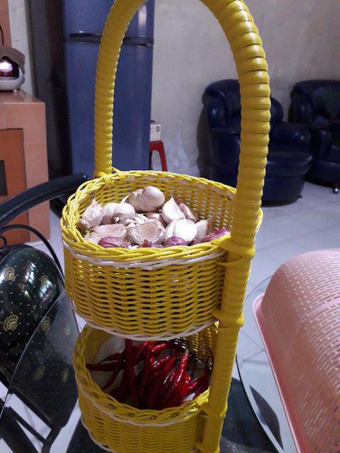 Keranjang Bumbu Rotan 2 Susun