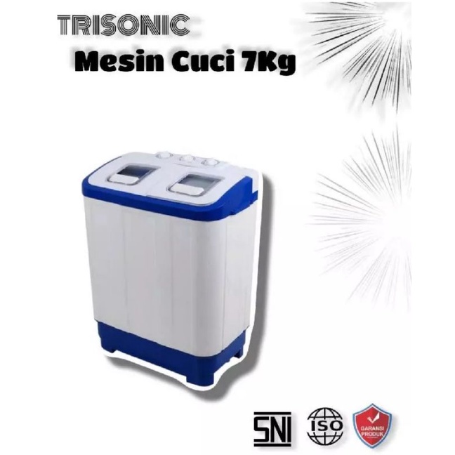Trisonic Mesin Cuci 7 Kg - White - Blue