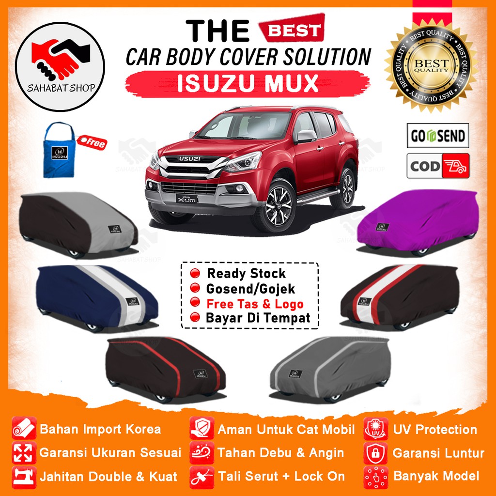 Sahabat Body Cover Mobil Mux / Sarung Penutup Isuzu Mux Outdoor / Selimut Tutup Mantel Kerudung Pelindung Pembungkus Mantol Terpal Kerodong Kelambu Bungkus Mobil MU-X Waterproof Anti Air Model Orange