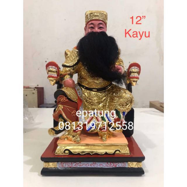 patung dewa li hu ong ya kayu 12 inch - 02