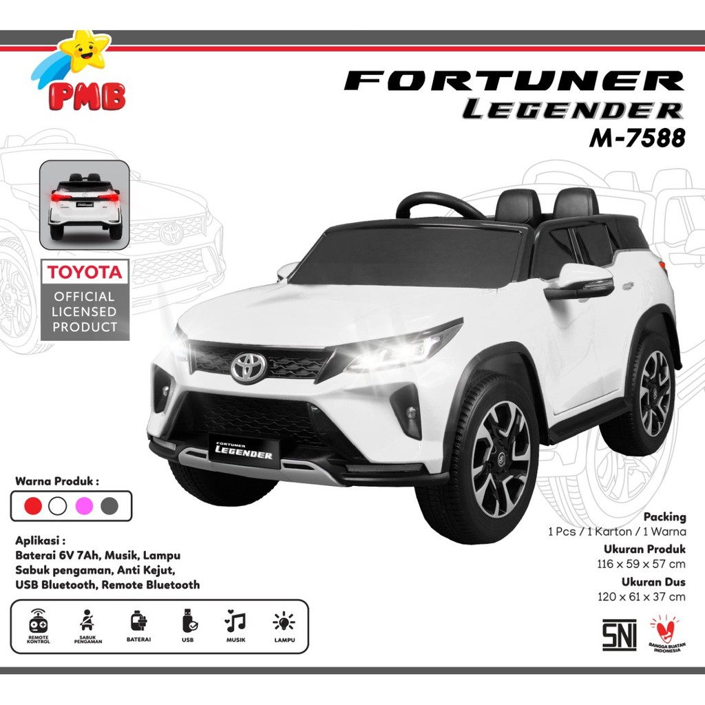 Khusus Kargo Mobil Aki Anak Mainan Anak TOYOTA PMB FORTUNER LEGENDER M7588-3