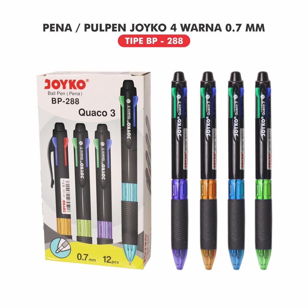 

Pulpen 4 Warna Joyko Mata Pena 07 mm Seri BP 288 Jual Ecer Satuan