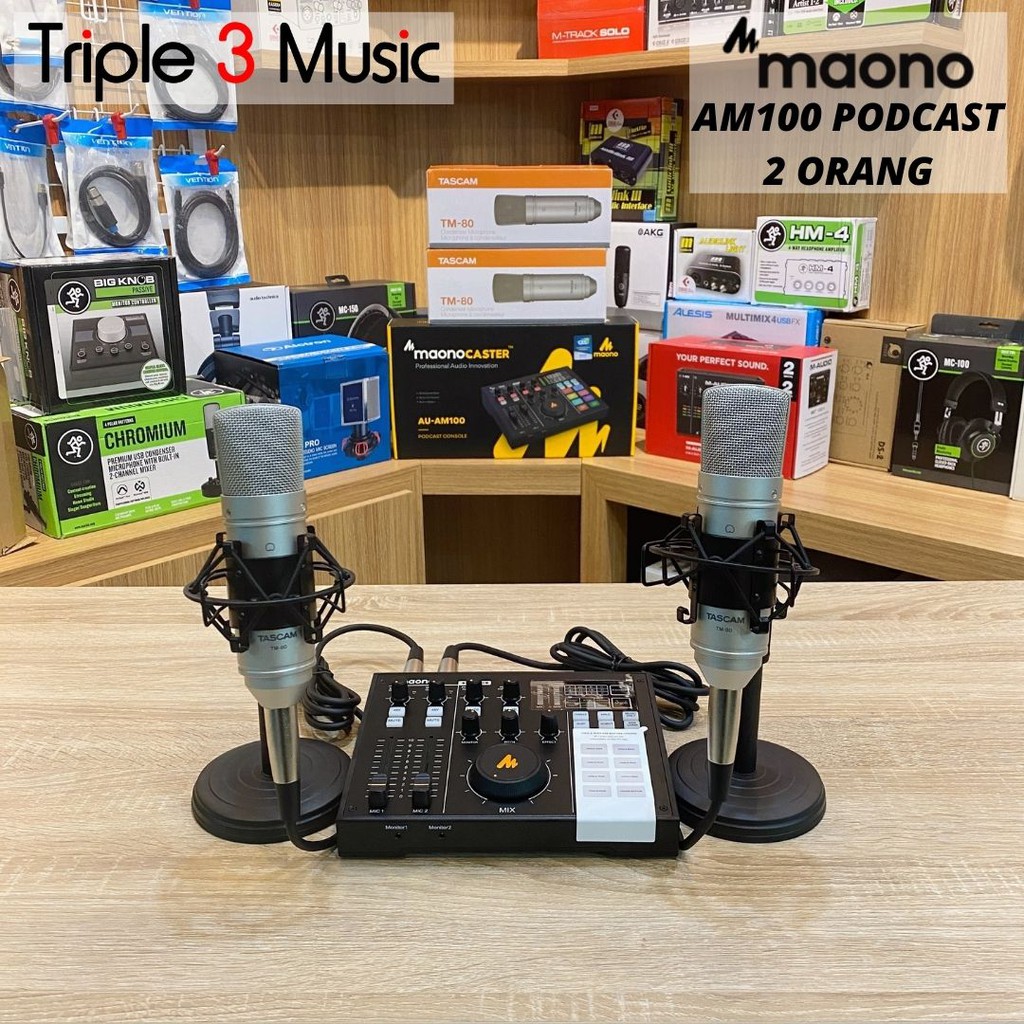 Maono AU AM100 Maonocaster paket Podcast 2 orang with recording tech