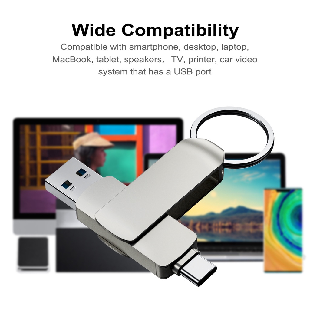 Flashdisk OTG USB Tipe c 1TB 2 in 1 Bahan Metal Untuk Android / Laptop