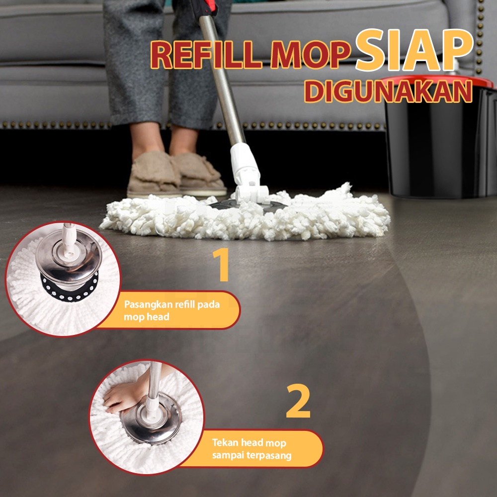 Refill Kain Alat Pel Lantai Ultra Mop Eldora - Spin Mop Cream/Black HUGO