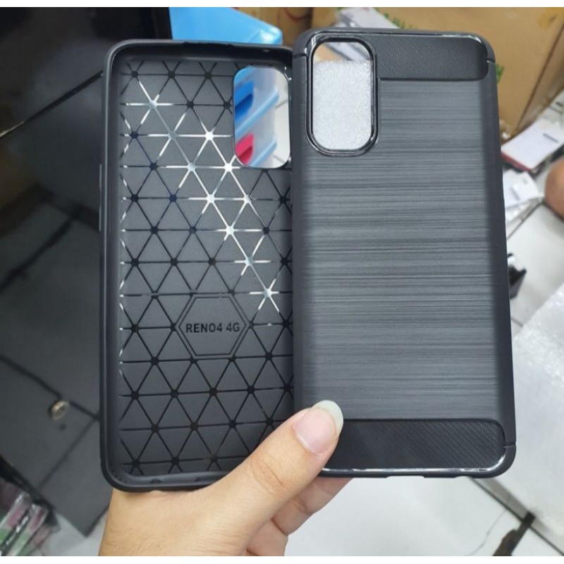 Softcase slim fit carbon Ipaky Reno 4 indo soft case carbon