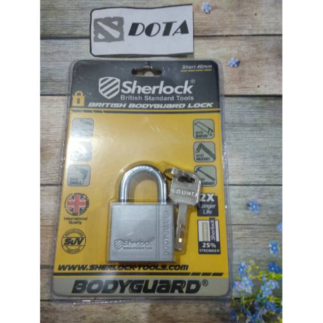 Gembok Sherlock Bodyguard 40mm Short - Gembok British  Anti Maling