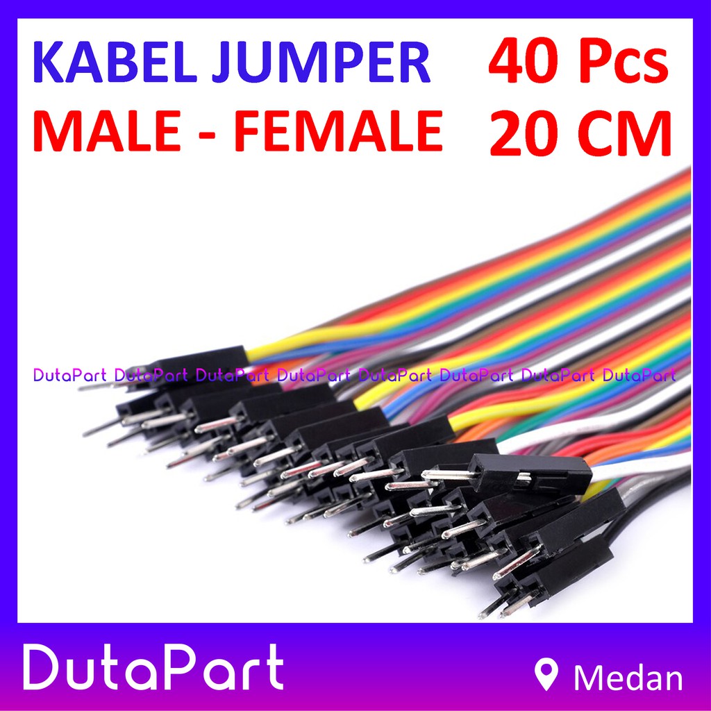40Pcs Kabel Jumper 20cm MALE to FEMALE Dupont Cable Wire Pelangi