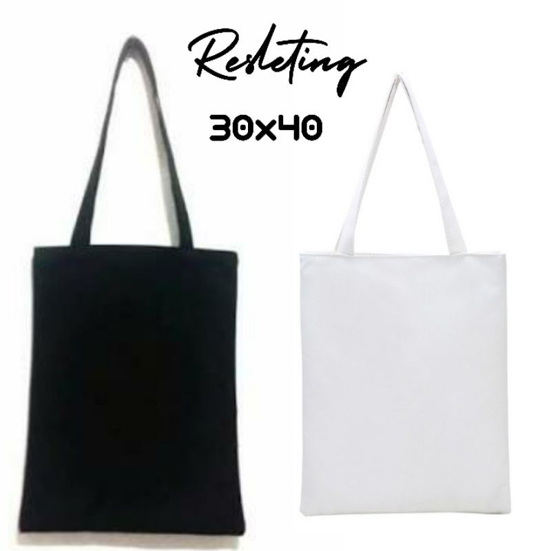 Jual Totebag Kanvas Blacu Polos Resleting Murah Shopee Indonesia