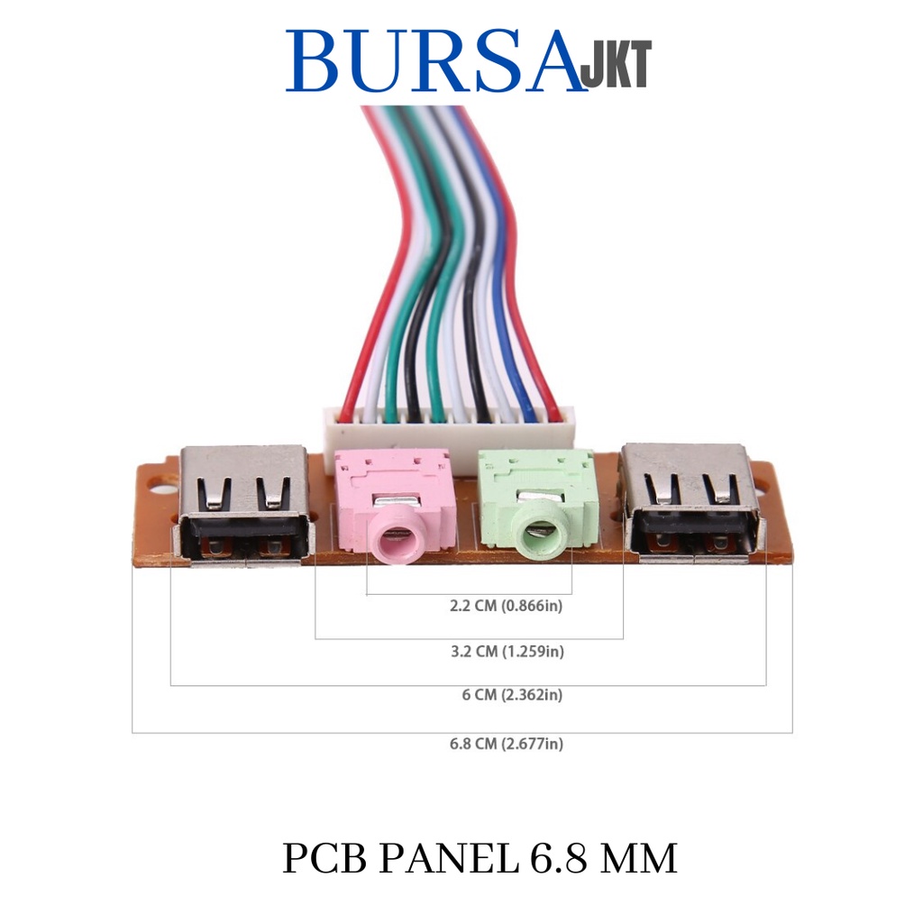 FRONT PANEL PCB USB AUX  AUDIO JACK KOMPUTER PC UKURAN 6.8 CM